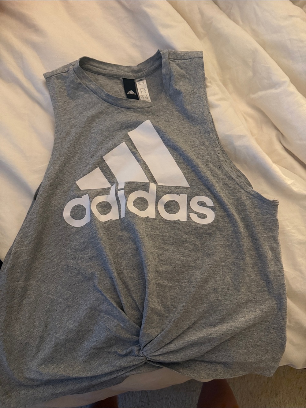 adidas Gray Muscle Tank with White Logo